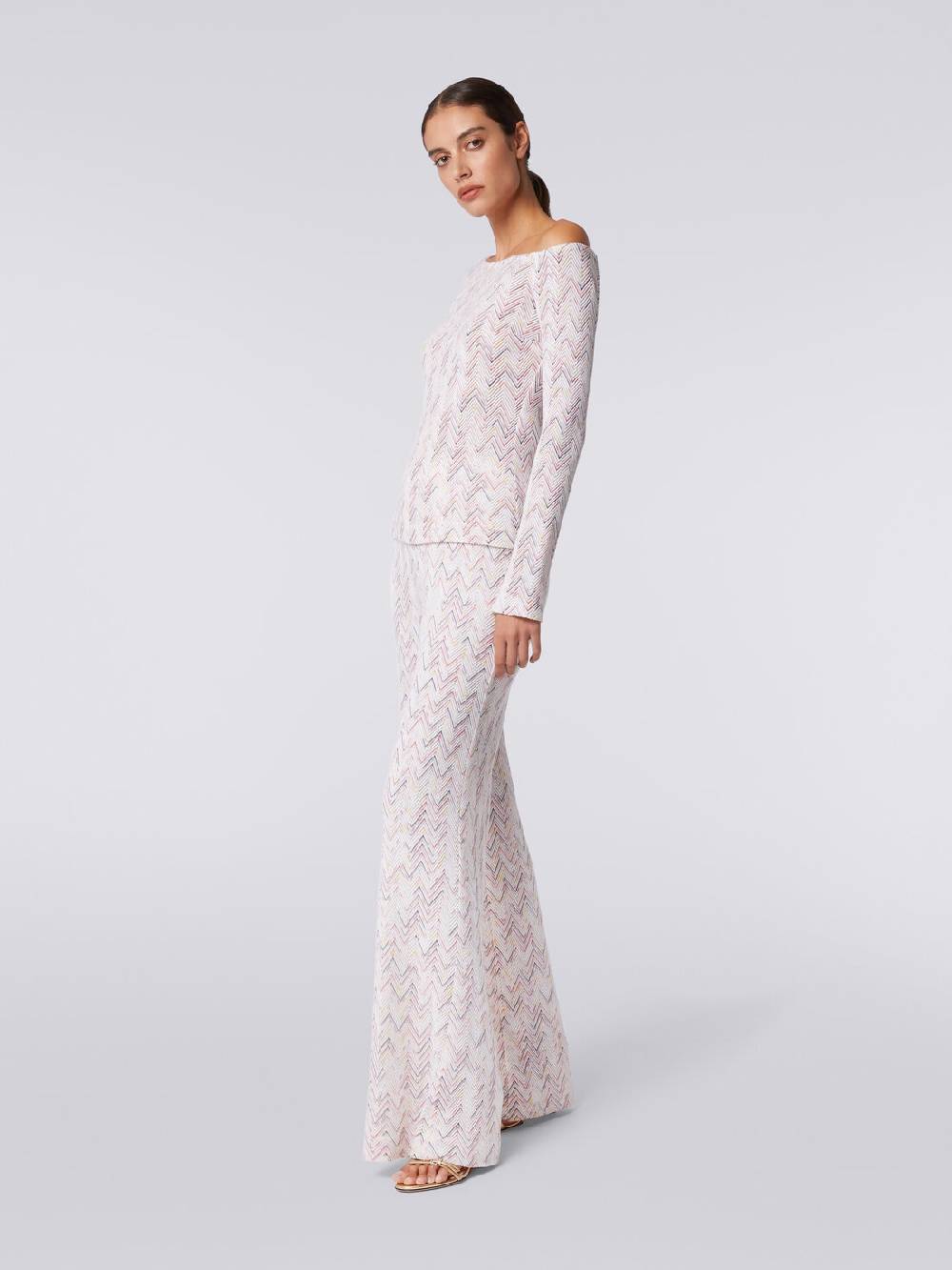 Missoni Pantaloni a palazzo in lana e viscosa zig zag Online