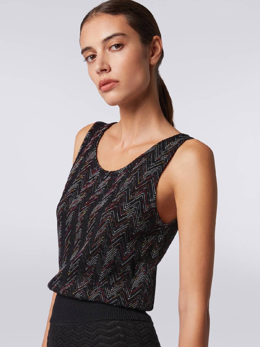 Missoni Canottiera in maglia di lana viscosa zig zag Saldi