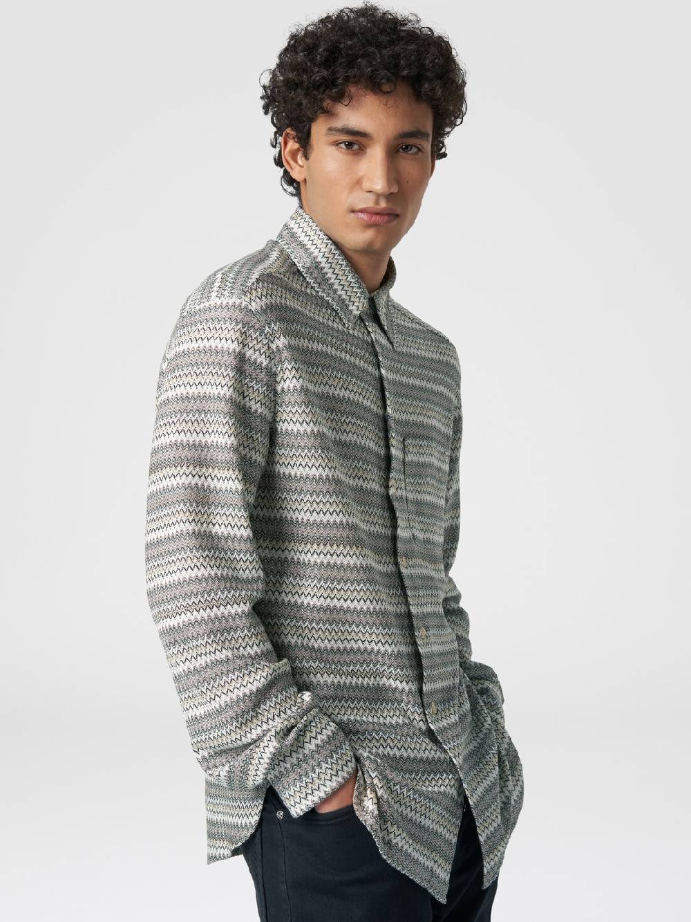 Missoni Camicia a maniche lunghe in misto viscosa chevron Vendita Economica