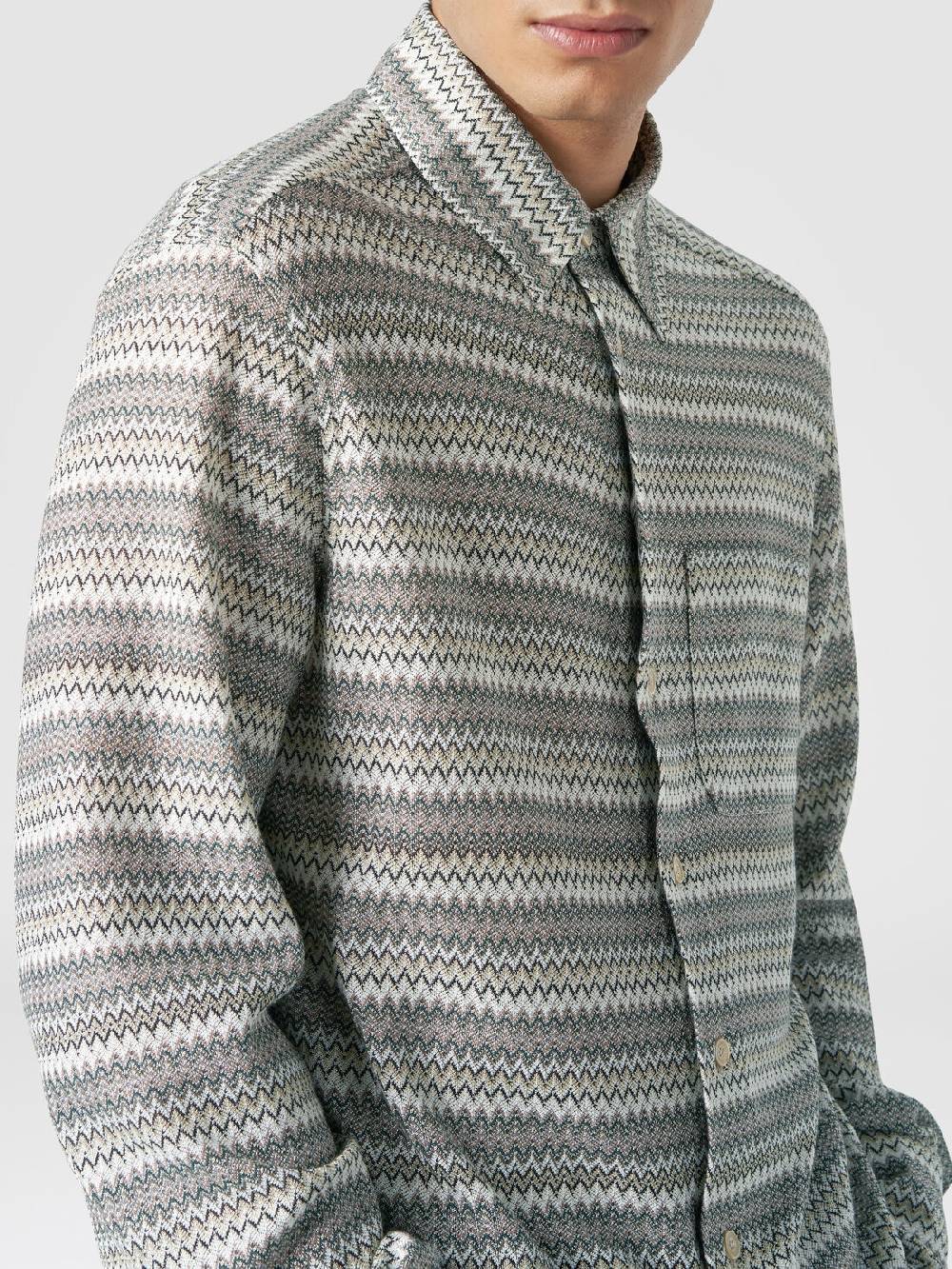 Missoni Camicia a maniche lunghe in misto viscosa chevron Vendita Economica