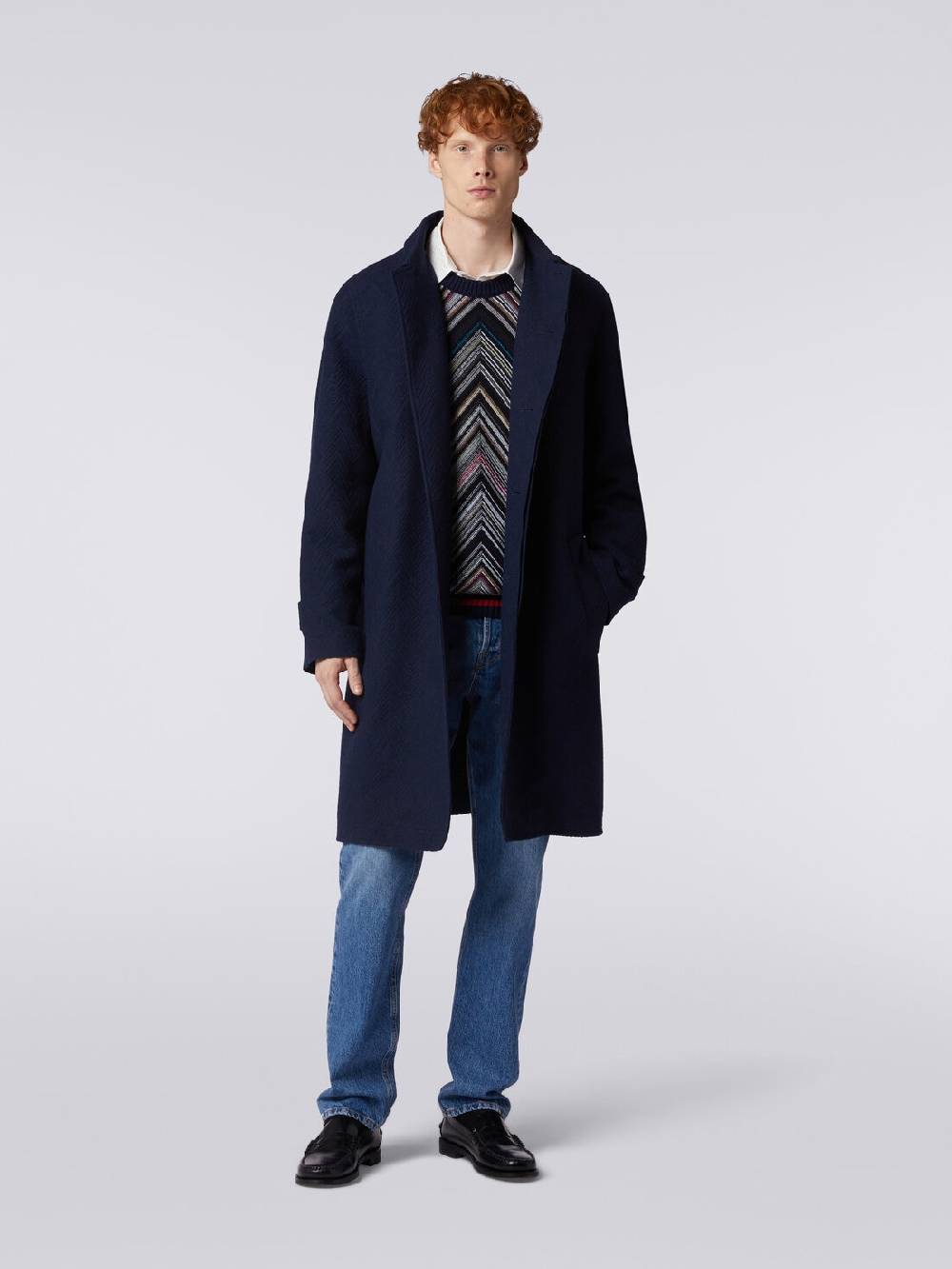 Missoni Cappotto misto lana jacquard con motivo zig zag Spedizione gratuita