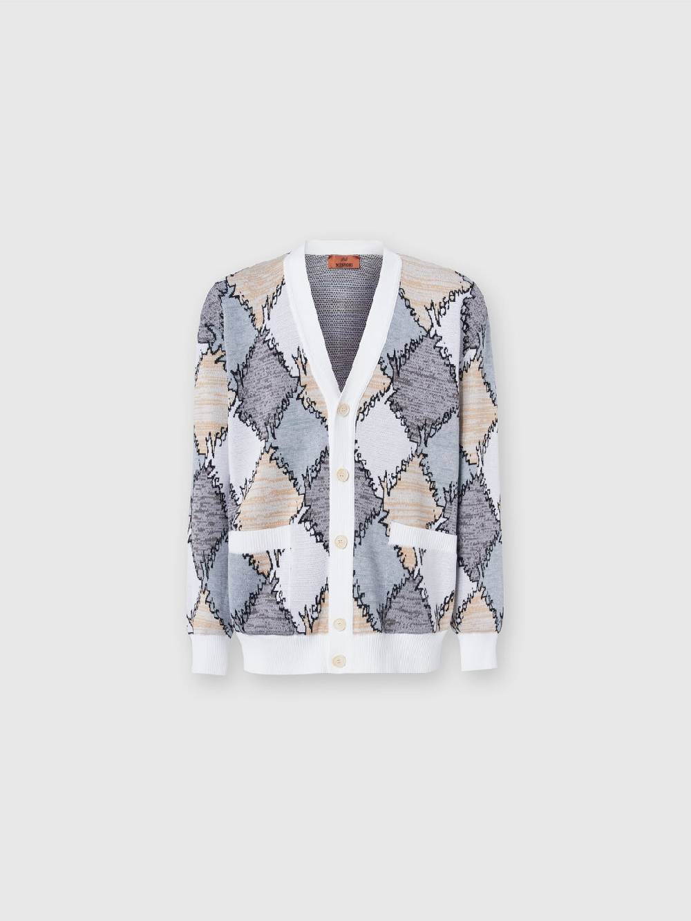 Missoni Cardigan in cotone a losanghe con scritta logo Sconto di tempo limitato