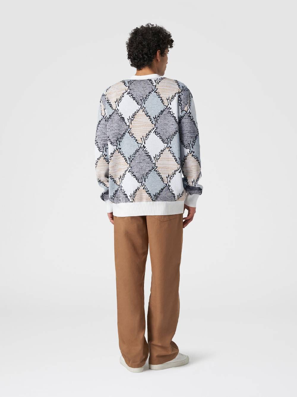 Missoni Cardigan in cotone a losanghe con scritta logo Sconto di tempo limitato