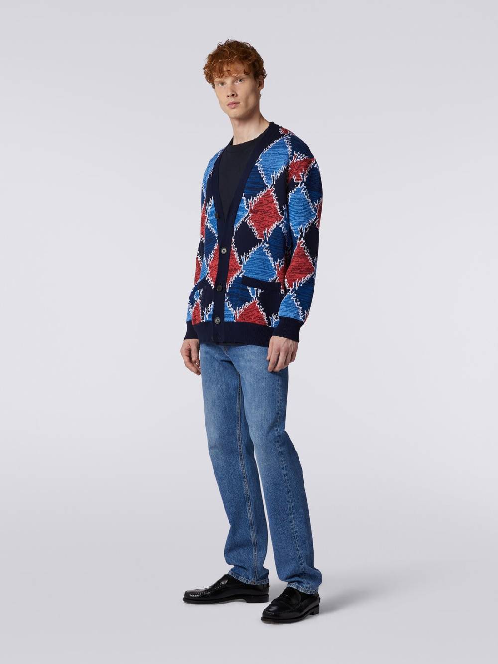 Missoni Cardigan in cotone a losanghe con scritta logo Negozio online di fabbrica