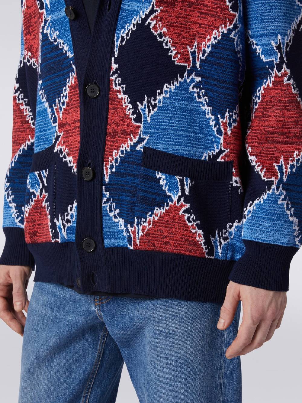 Missoni Cardigan in cotone a losanghe con scritta logo Negozio online di fabbrica