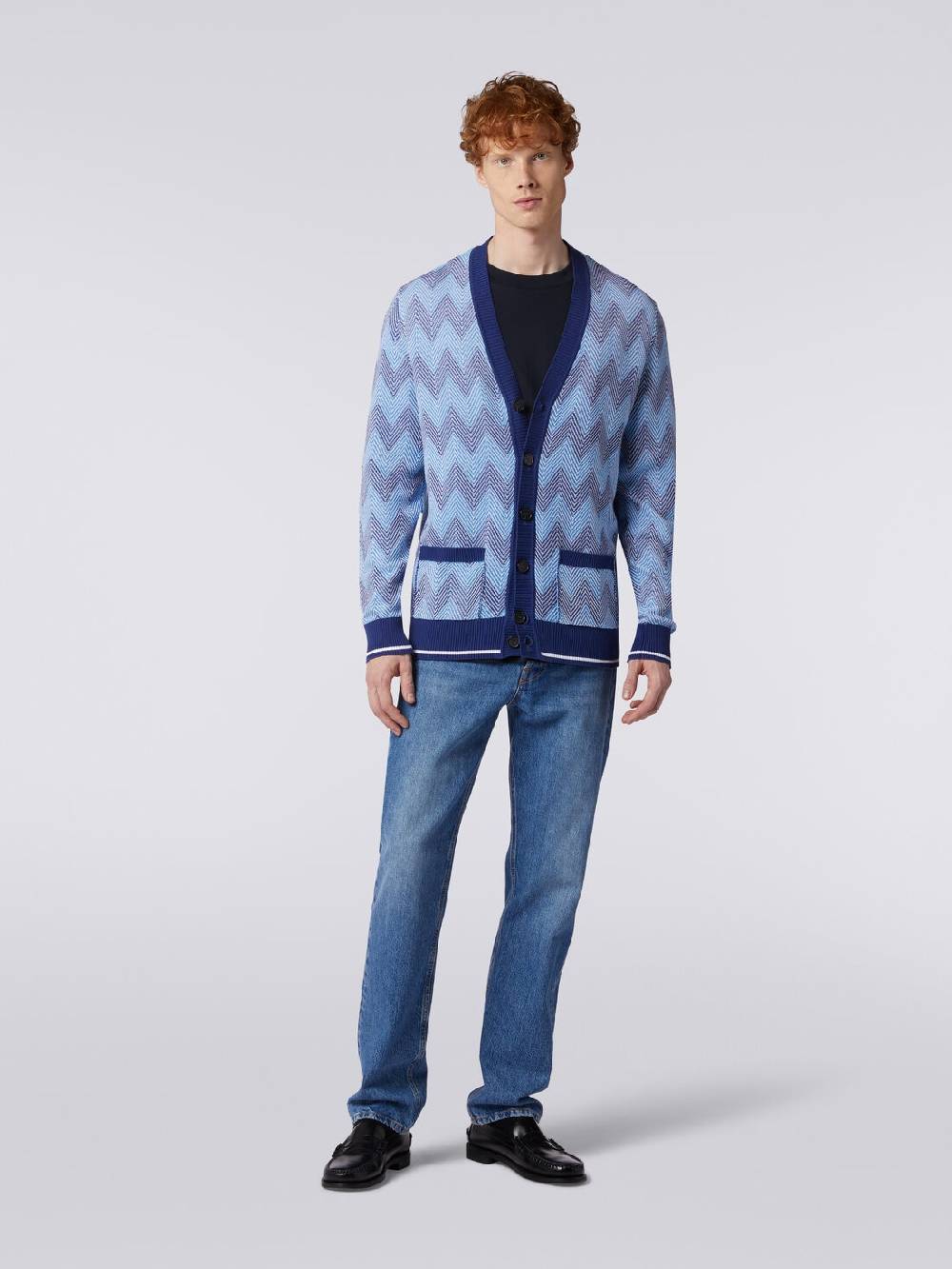 Missoni Cardigan in maglia di cotone chevron con profili a contrasto Prezzo di fabbrica