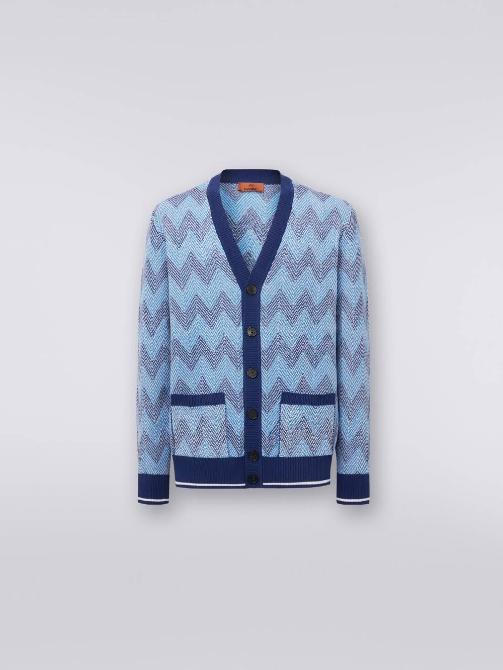 Missoni Cardigan in maglia di cotone chevron con profili a contrasto Prezzo di fabbrica