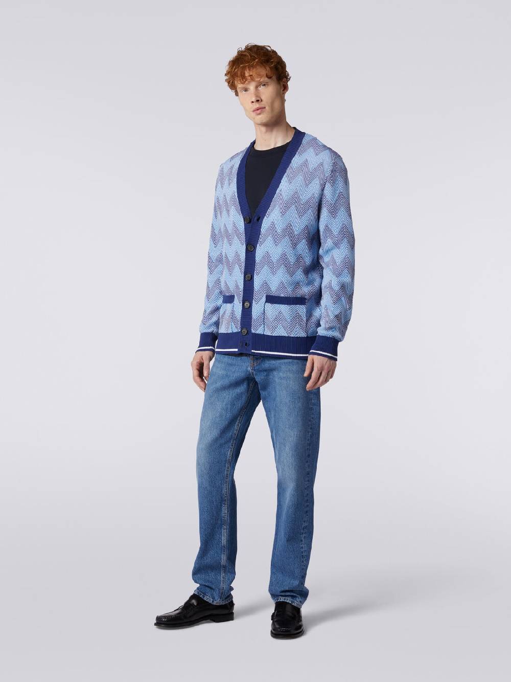 Missoni Cardigan in maglia di cotone chevron con profili a contrasto Prezzo di fabbrica