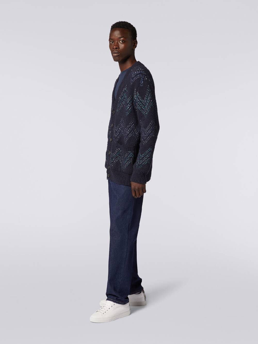 Missoni Cardigan con scollatura a V in misto cotone zig zag Comprare a buon mercato