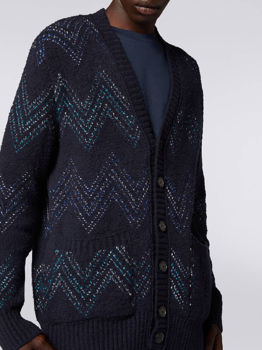Missoni Cardigan con scollatura a V in misto cotone zig zag Comprare a buon mercato