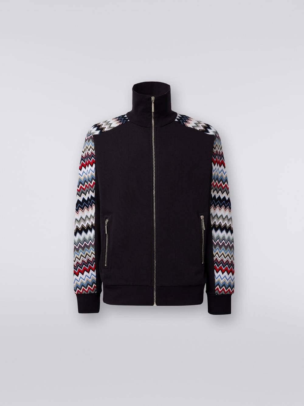 Missoni Felpa in cotone con zip e inserti zig zag Flash Sale