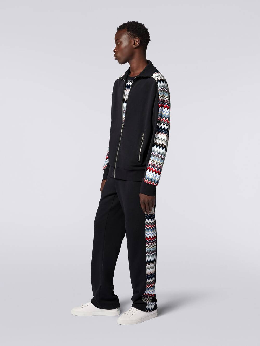 Missoni Felpa in cotone con zip e inserti zig zag Flash Sale