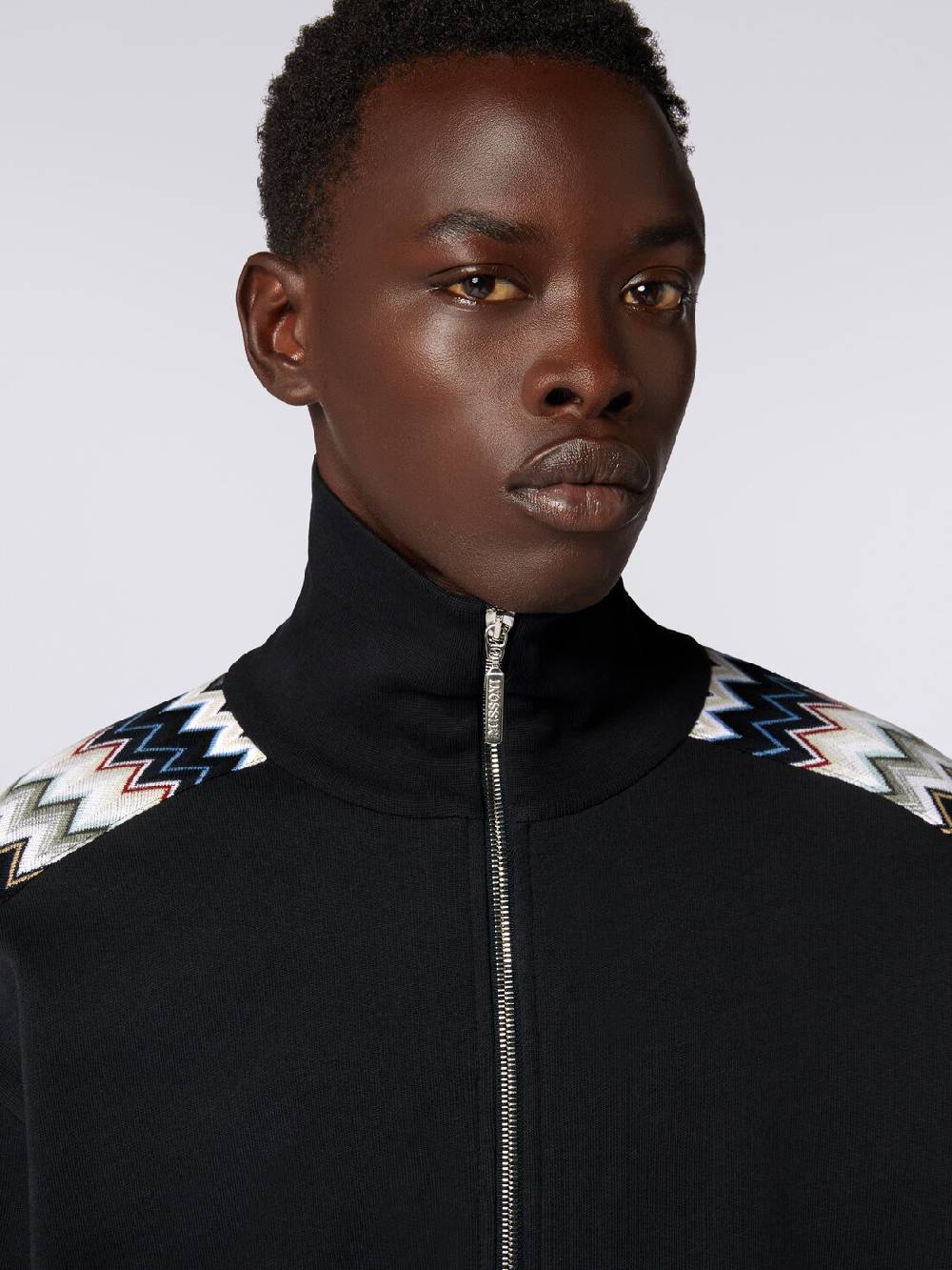 Missoni Felpa in cotone con zip e inserti zig zag Flash Sale