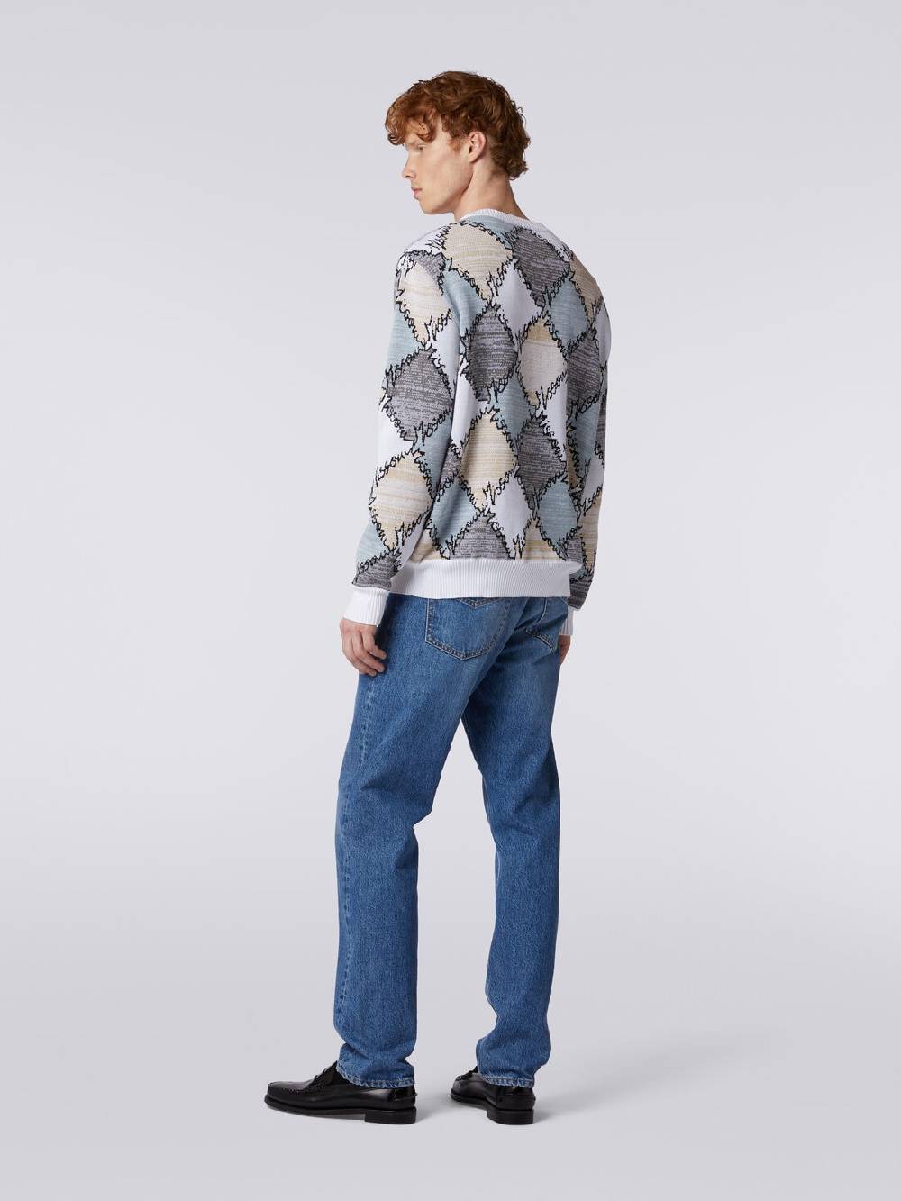 Missoni Pullover giorocollo in cotone a losanghe con scritta logo Offerta San Valentino