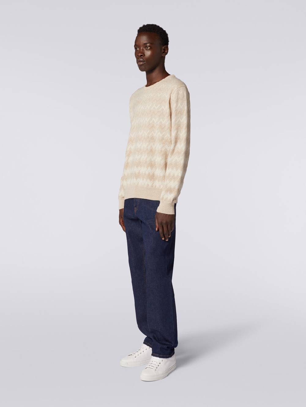 Missoni Pullover girocollo in cachemire con zig zag Vendita calda