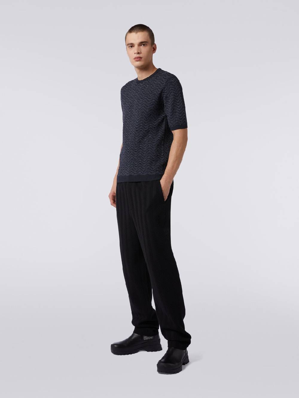 Missoni T-shirt girocollo in lana e viscosa con motivo a onde Grandi sconti
