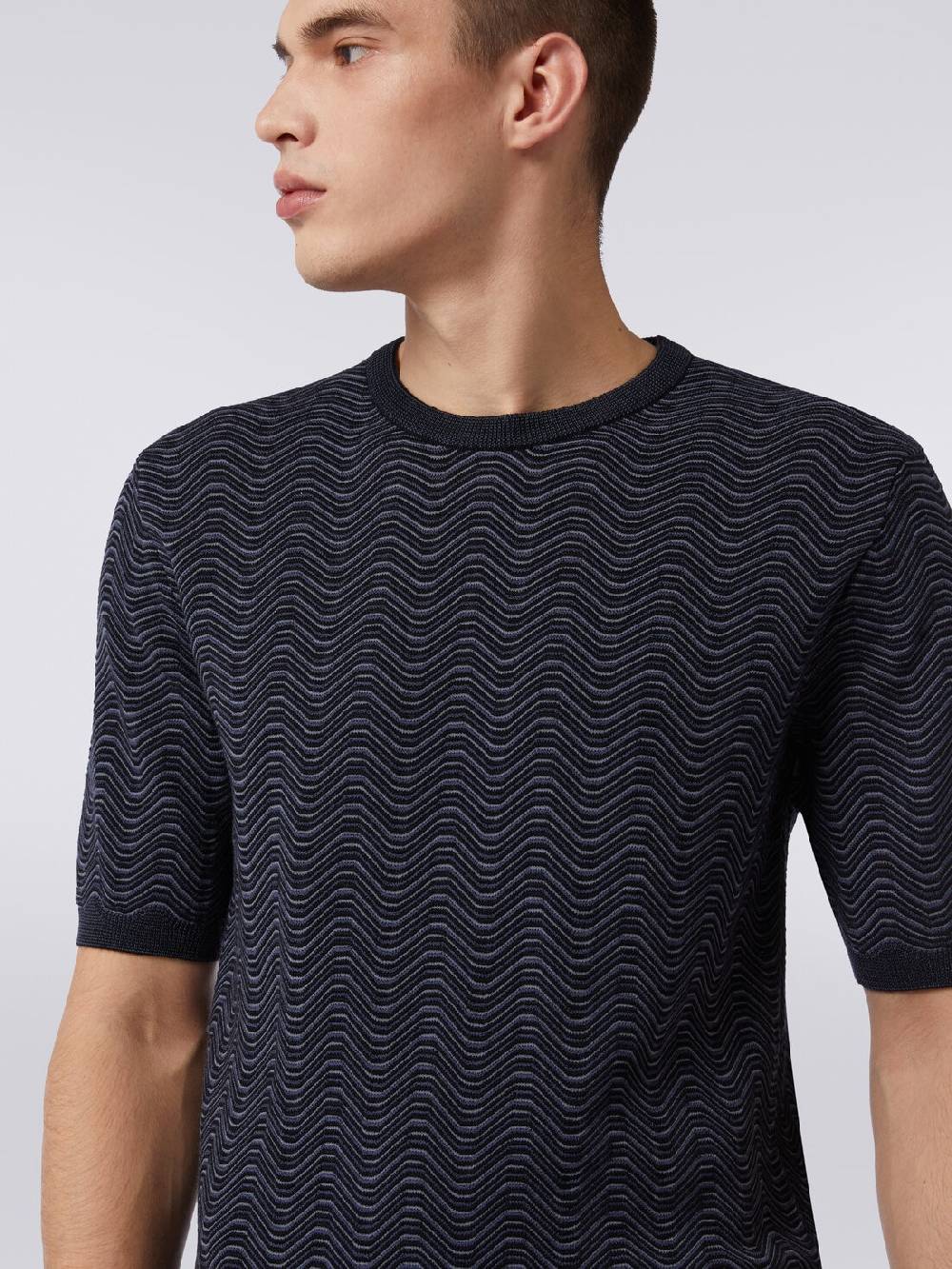 Missoni T-shirt girocollo in lana e viscosa con motivo a onde Grandi sconti