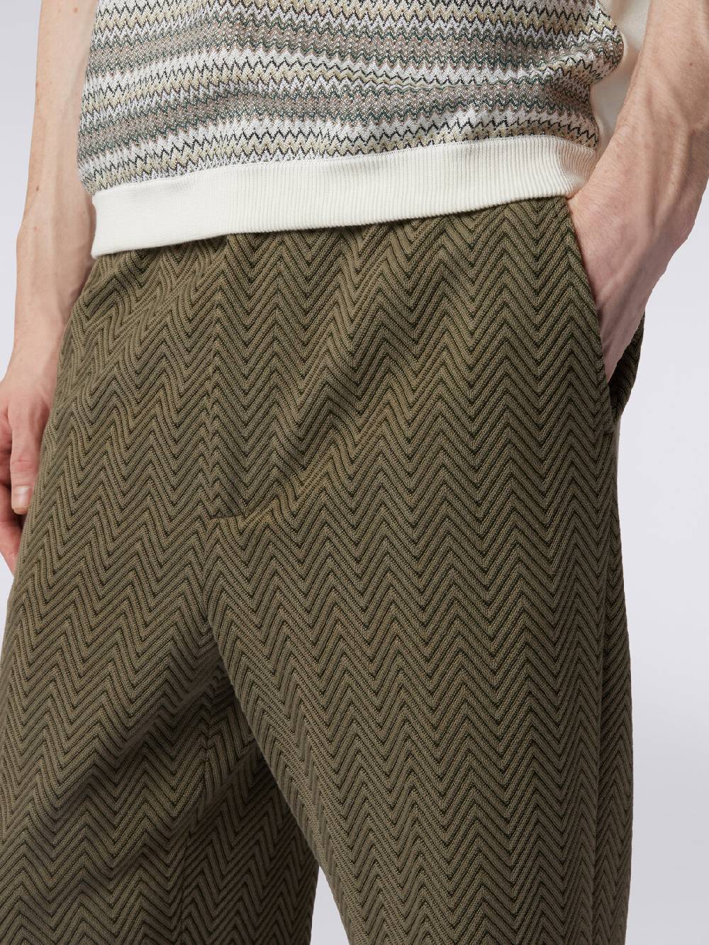 Missoni Pantaloni classici in cotone e viscosa zig zag Offerte speciali
