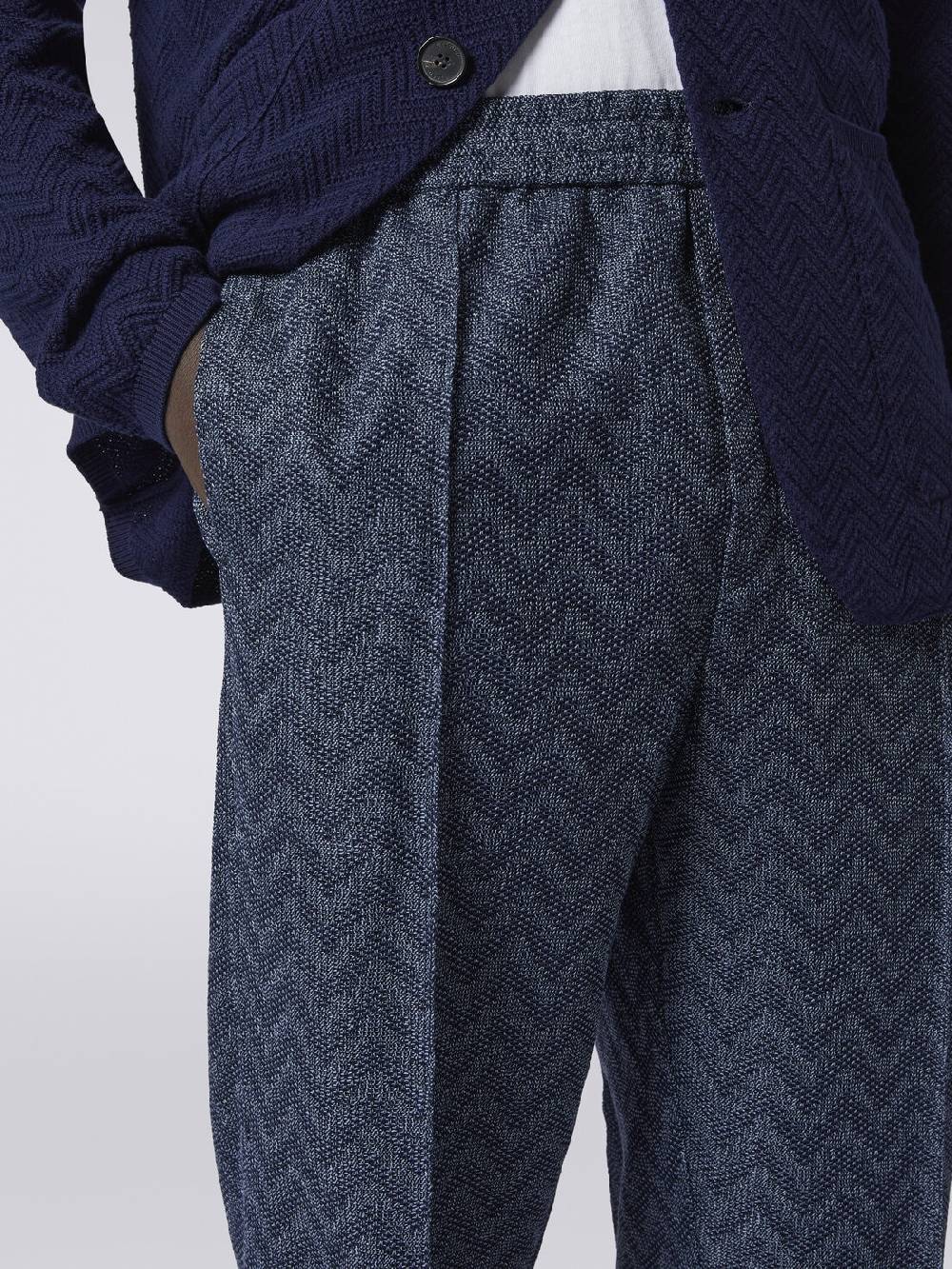 Missoni Pantaloni dritti in maglia di cotone chevron Prezzo basso