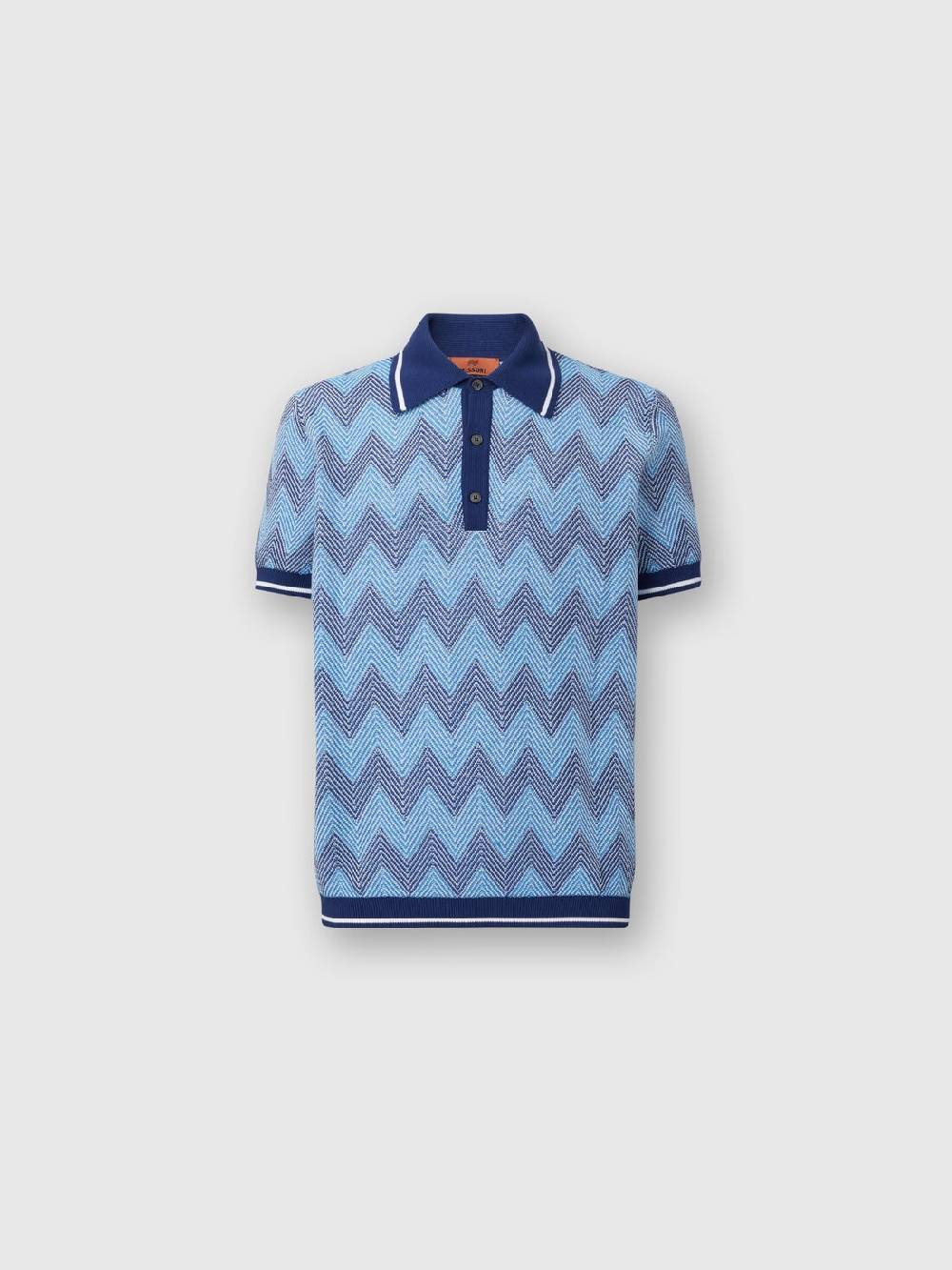 Missoni Polo a maniche corte in cotone zig zag con profili a contrasto Offerta settimanale
