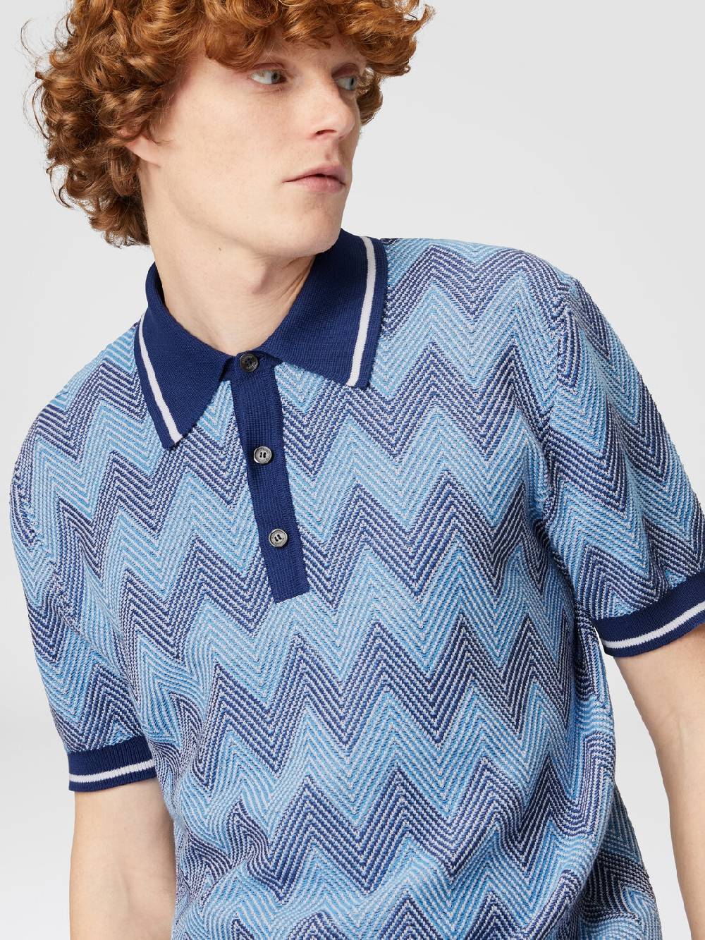 Missoni Polo a maniche corte in cotone zig zag con profili a contrasto Offerta settimanale