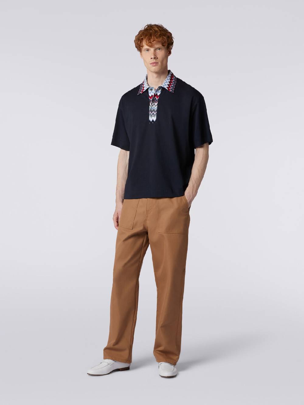 Missoni Polo a maniche corte in cotone con inserti zig zag Ultimi due giorni