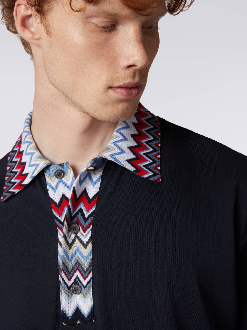 Missoni Polo a maniche corte in cotone con inserti zig zag Ultimi due giorni