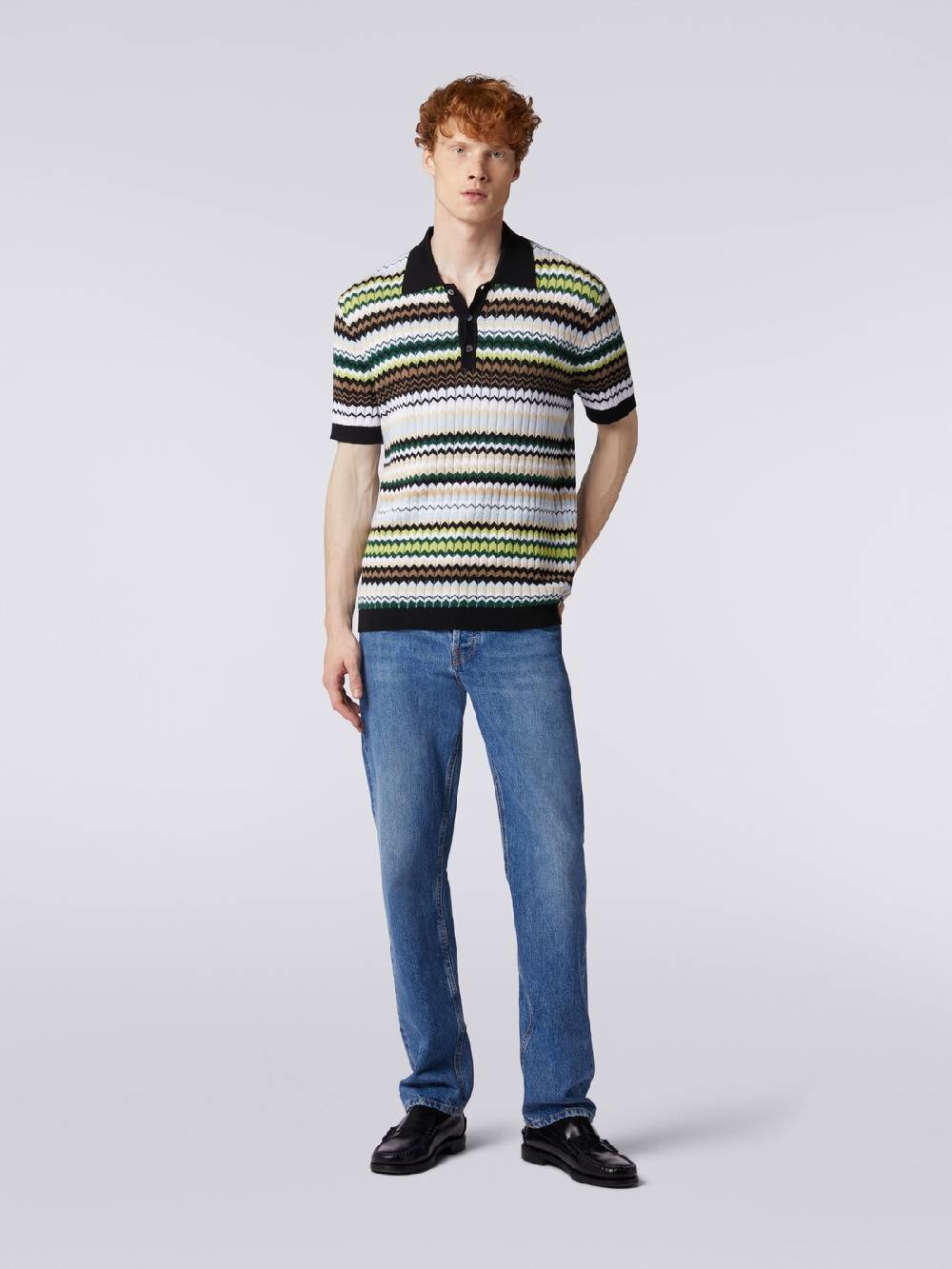 Missoni Polo a maniche corte in maglia di cotone zig zag Ultimo giorno