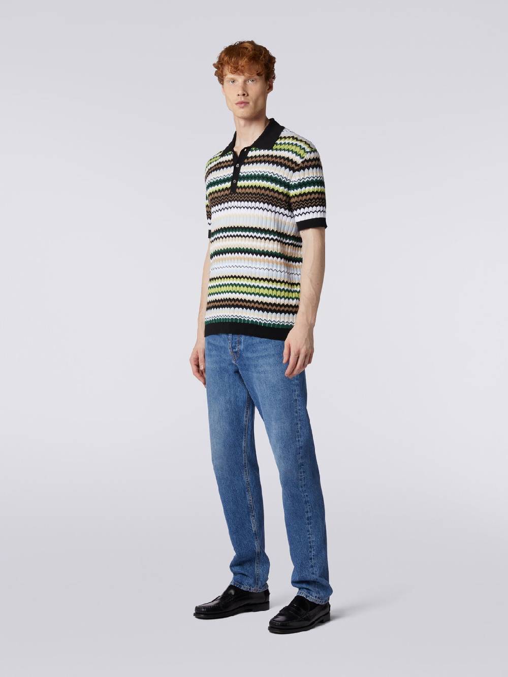 Missoni Polo a maniche corte in maglia di cotone zig zag Ultimo giorno