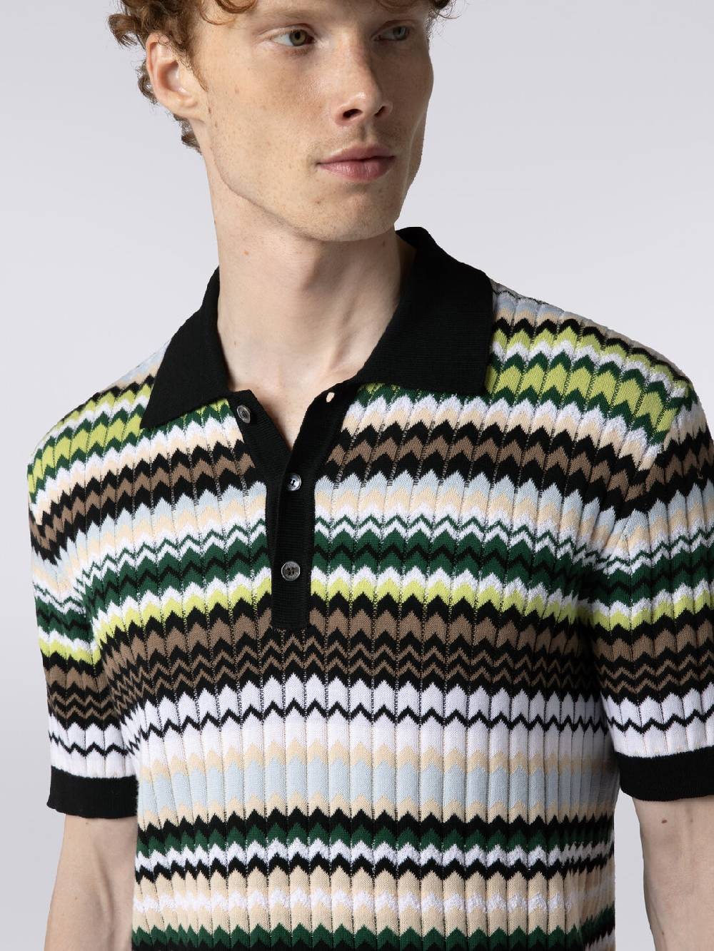 Missoni Polo a maniche corte in maglia di cotone zig zag Ultimo giorno