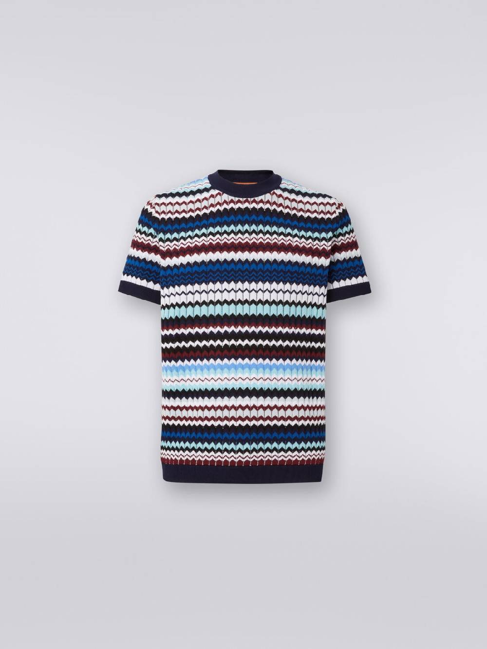 Missoni T-shirt in maglia di cotone zig zag a costine Promozione temporanea