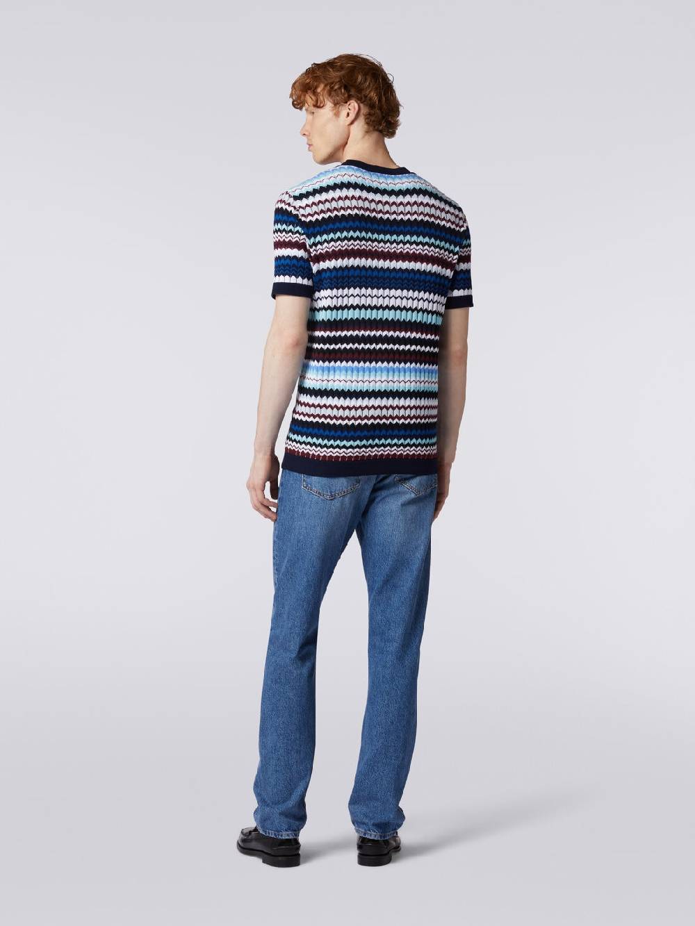 Missoni T-shirt in maglia di cotone zig zag a costine Promozione temporanea