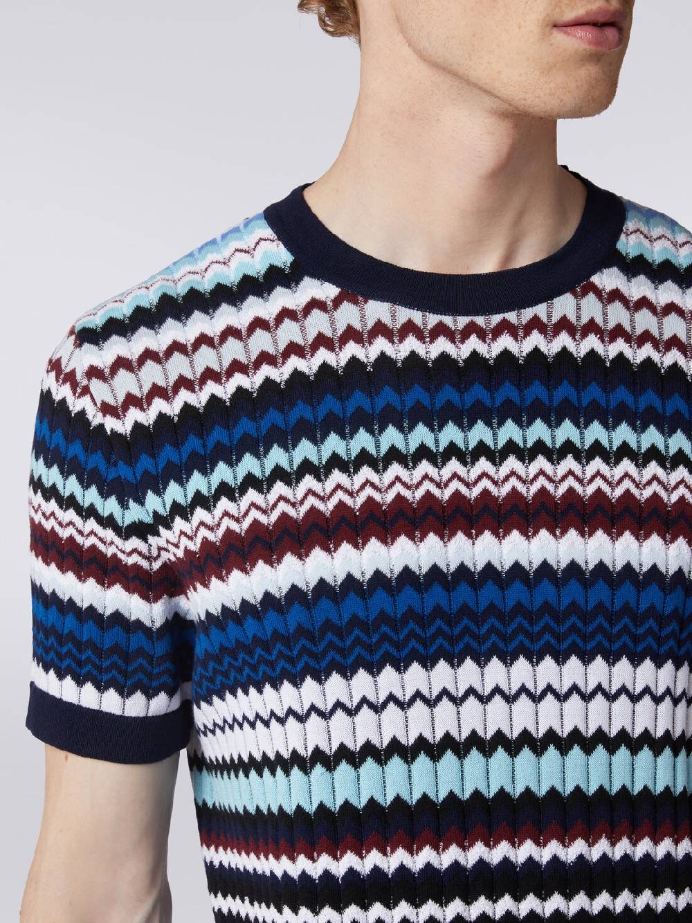 Missoni T-shirt in maglia di cotone zig zag a costine Promozione temporanea