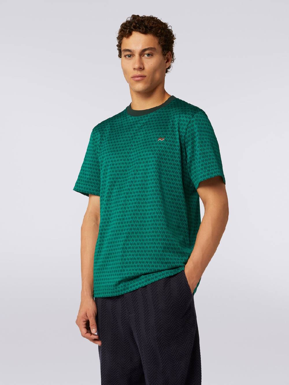 Missoni T-shirt girocollo in cotone con ricami Fino al 50% di sconto