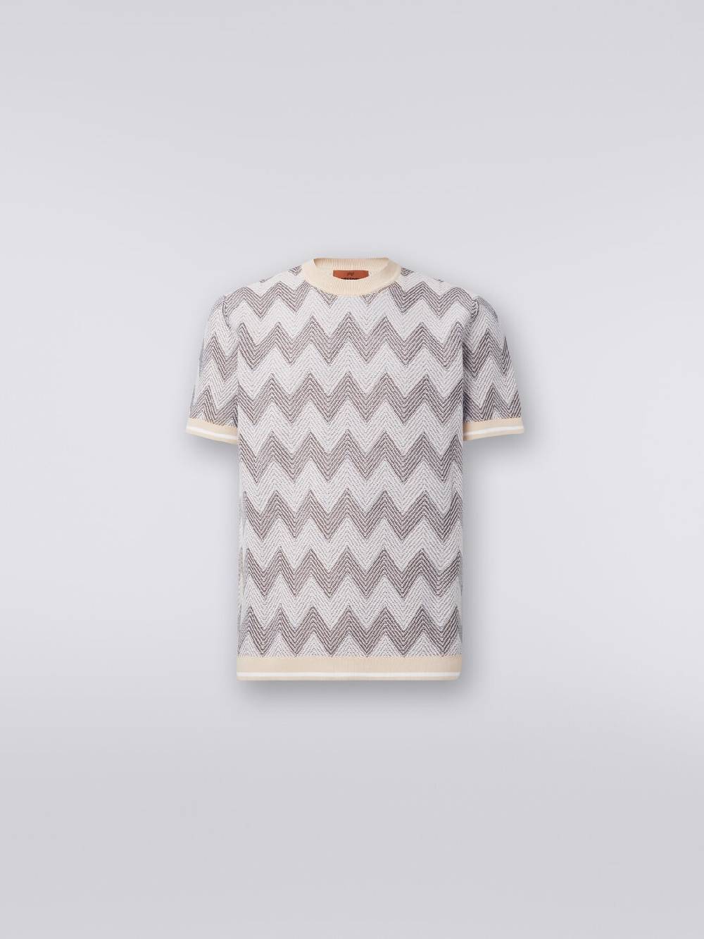Missoni T-shirt in maglia di cotone chevron con profili a contrasto Only for today