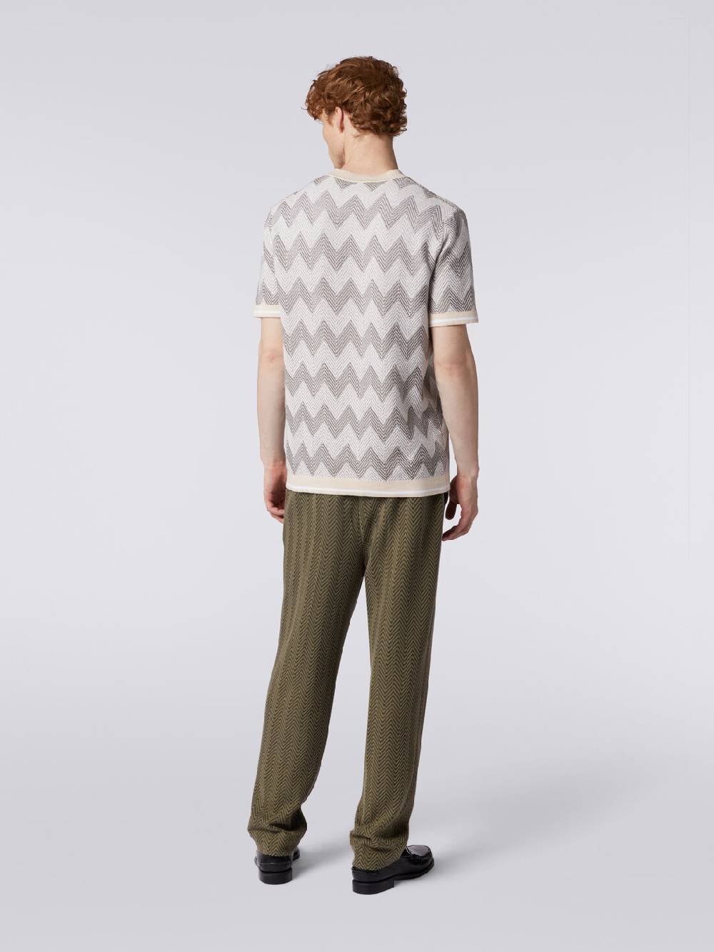 Missoni T-shirt in maglia di cotone chevron con profili a contrasto Only for today
