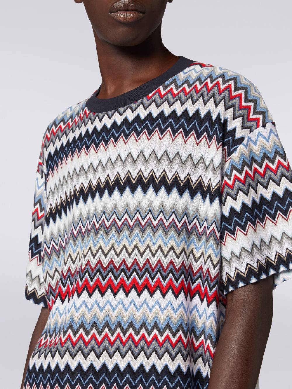 Missoni T-shirt girocollo in cotone zig zag Offerta speciale della fabbrica