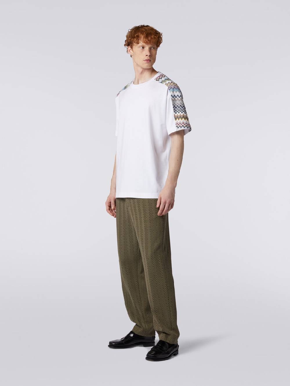 Missoni T-shirt in cotone con inserti zig zag Solo un giorno rimasto