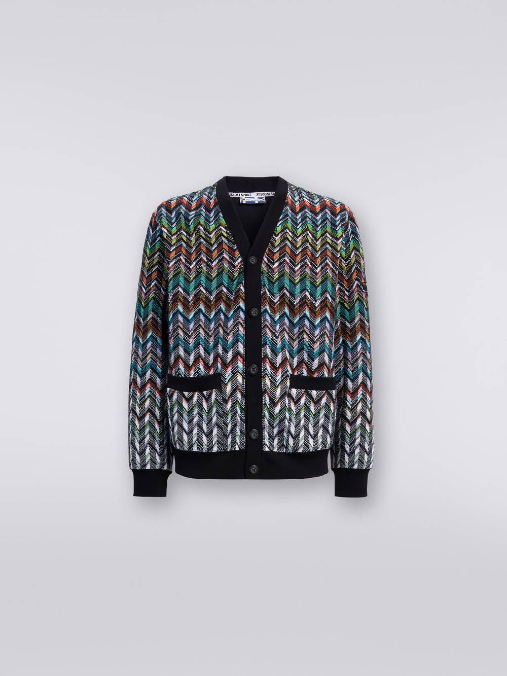 Missoni Cardigan in maglia zig zag con profili tinta unita Officina