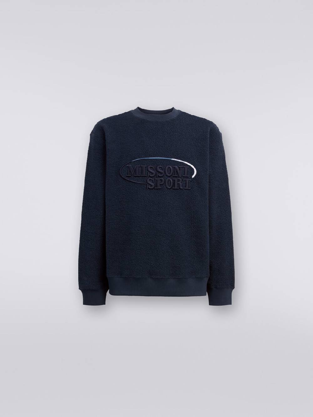 Missoni Felpa girocollo in cotone garzato con macro-logo ricamato Black Friday Prezzi