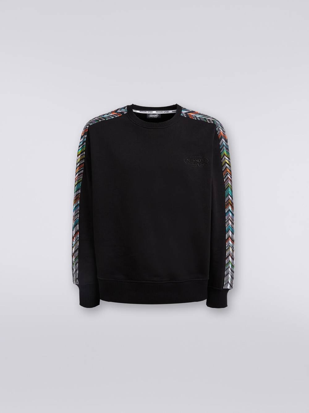 Missoni Felpa girocollo in cotone con dettagli in maglia zig zag In vendita