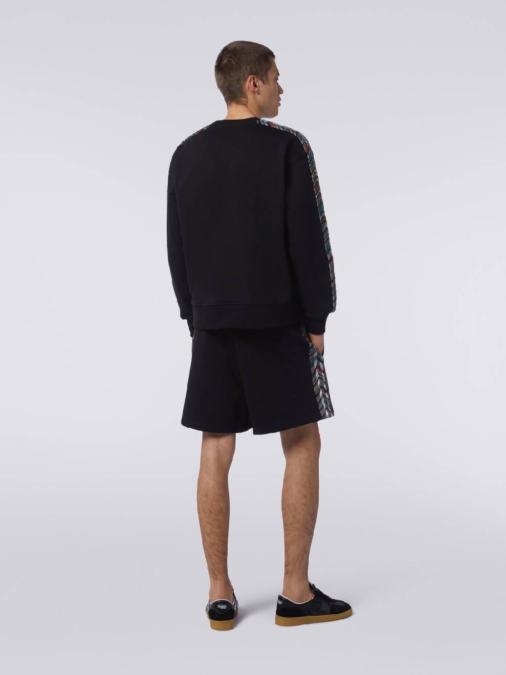 Missoni Felpa girocollo in cotone con dettagli in maglia zig zag In vendita