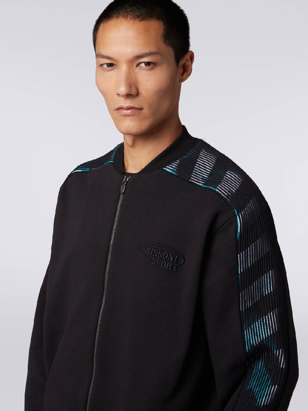 Missoni Cardigan in felpa di cotone con dettagli in maglia zig zag 50% di sconto per tempo limitato