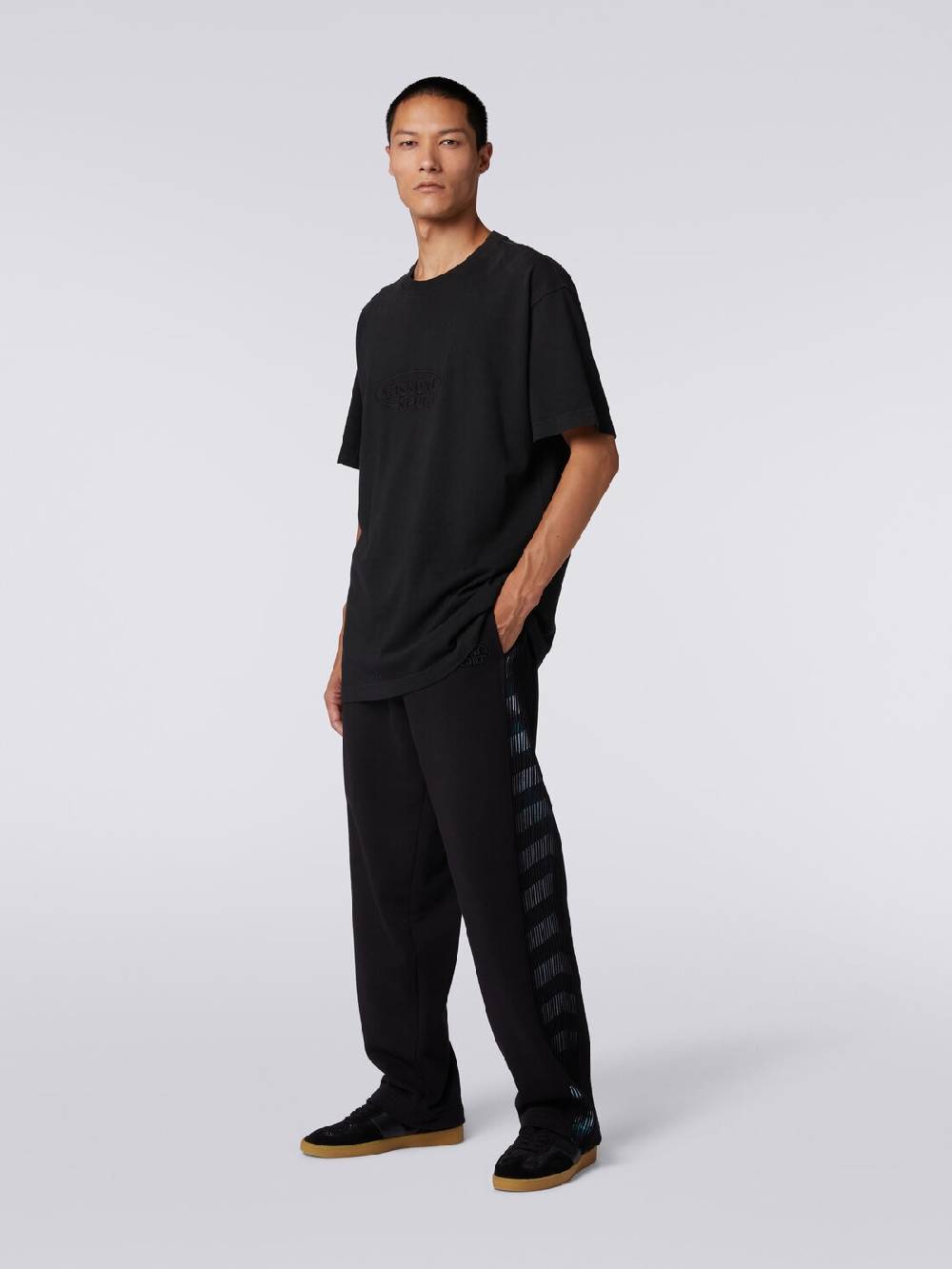 Missoni Pantaloni in felpa con logo e bande laterali in maglia Nuovo