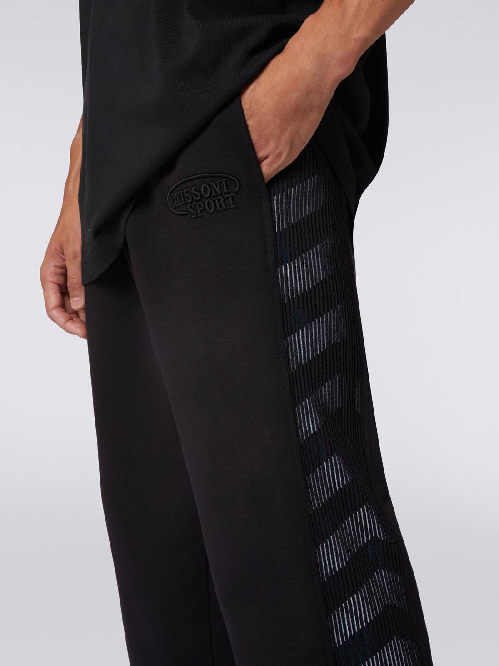 Missoni Pantaloni in felpa con logo e bande laterali in maglia Nuovo