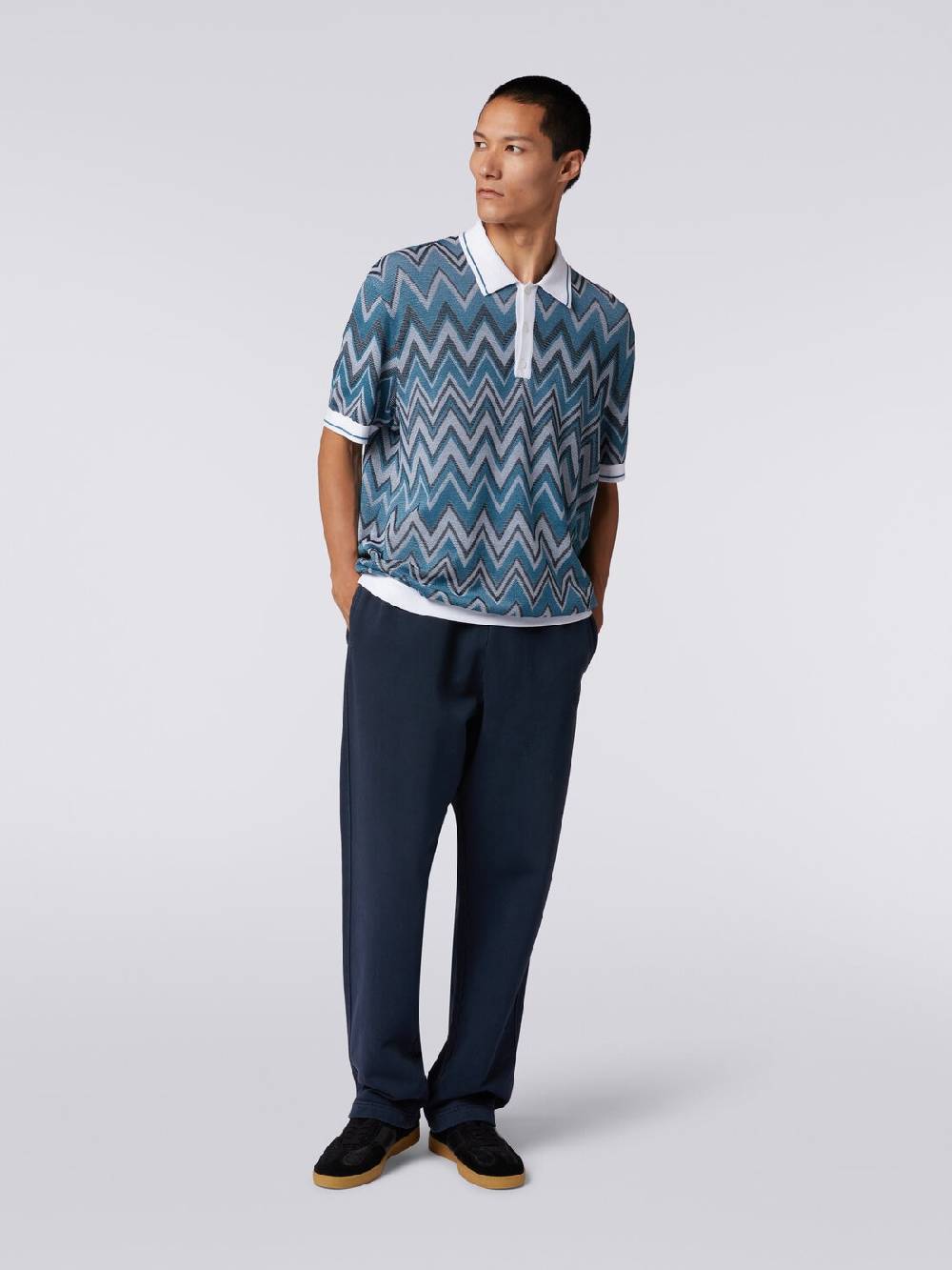 Missoni Polo in maglia zig zag con dettagli tinta unita Vendita