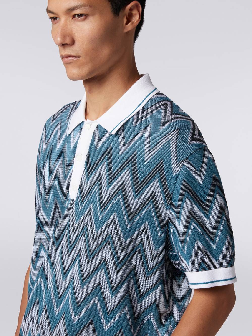 Missoni Polo in maglia zig zag con dettagli tinta unita Vendita