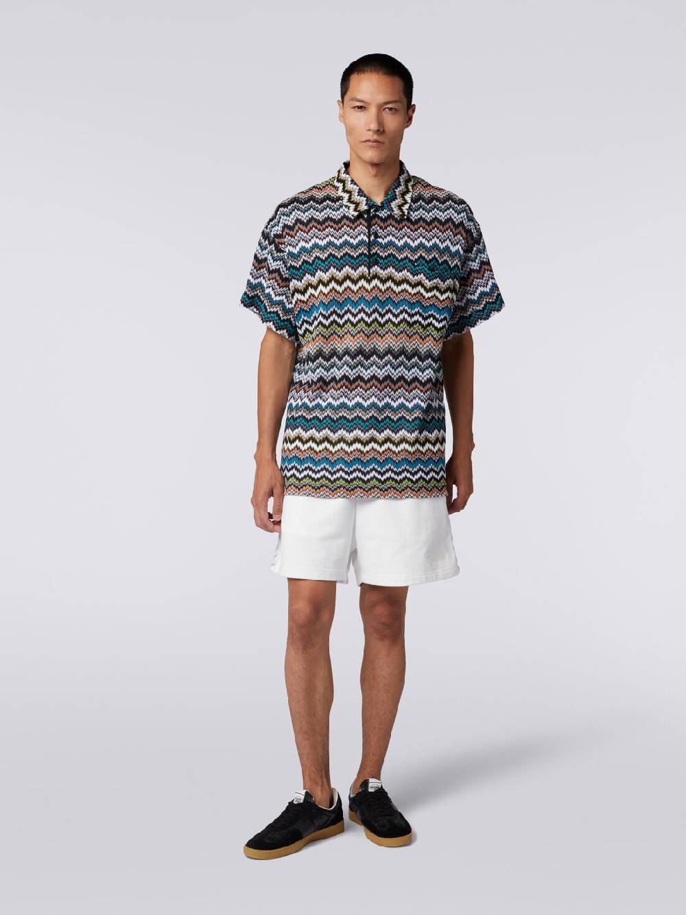 Missoni Polo in maglia di viscosa e cotone zig zag Promozione