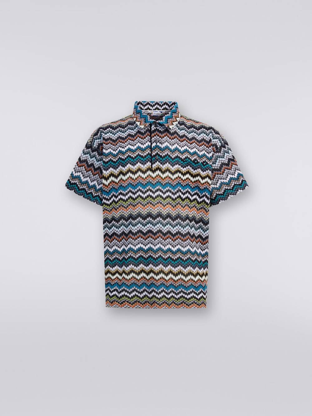 Missoni Polo in maglia di viscosa e cotone zig zag Promozione