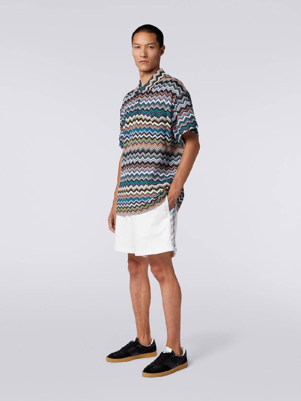 Missoni Polo in maglia di viscosa e cotone zig zag Promozione